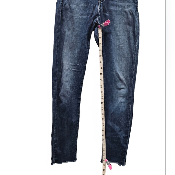 AGOLDE High Rise Raw Hem Crop Skinny Denim Jean Size 24 Dark Wash A018-2022 - Picture 15 of 16